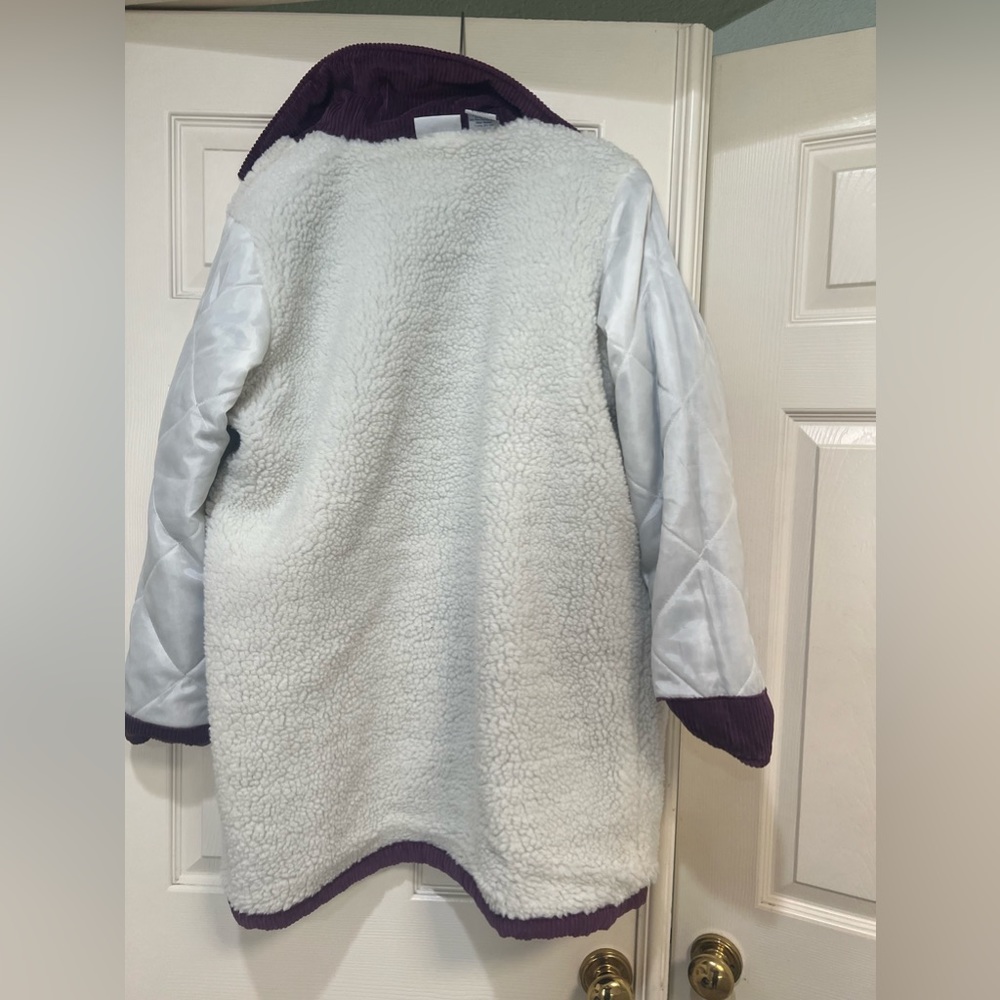 Vintage Corduroy Faux Sherpa Lined Barn purple Jacket house pea Coat size large - Picture 9 of 12